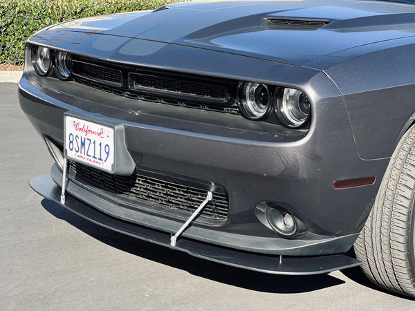 V2 Style Unpainted Front Bumper Lip Splitter For Dodge Challenger 2015-2023 – 3-Piece Kit